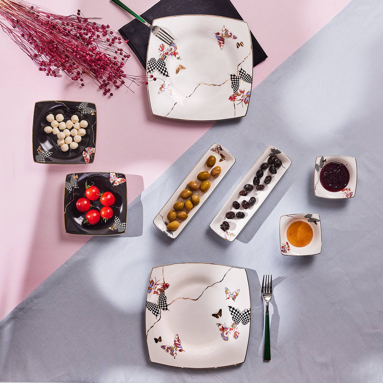Karaca Fine Pearl Unique 14 Pieces Square Breakfast Set For 6 People 153.03.07.8706 -  Dinnerware Sets - ebarza Furniture UAE | Shop Modern Furniture in Abu Dhabi & Dubai - مفروشات ايبازرا في الامارات | تسوق اثاث عصري وديكورات مميزة في دبي وابوظبي