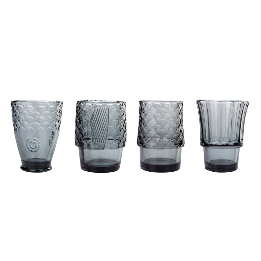 Karaca Fish 4 Pieces Gray Glass 153.03.08.0223 -  Drinkware - ebarza Furniture UAE | Shop Modern Furniture in Abu Dhabi & Dubai - مفروشات ايبازرا في الامارات | تسوق اثاث عصري وديكورات مميزة في دبي وابوظبي