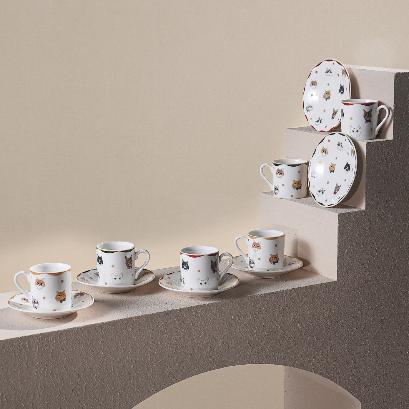 Karaca Gato Coffee Cup Set of 6 People 80 ml 153.03.06.8749 -  Coffee Sets - ebarza Furniture UAE | Shop Modern Furniture in Abu Dhabi & Dubai - مفروشات ايبازرا في الامارات | تسوق اثاث عصري وديكورات مميزة في دبي وابوظبي