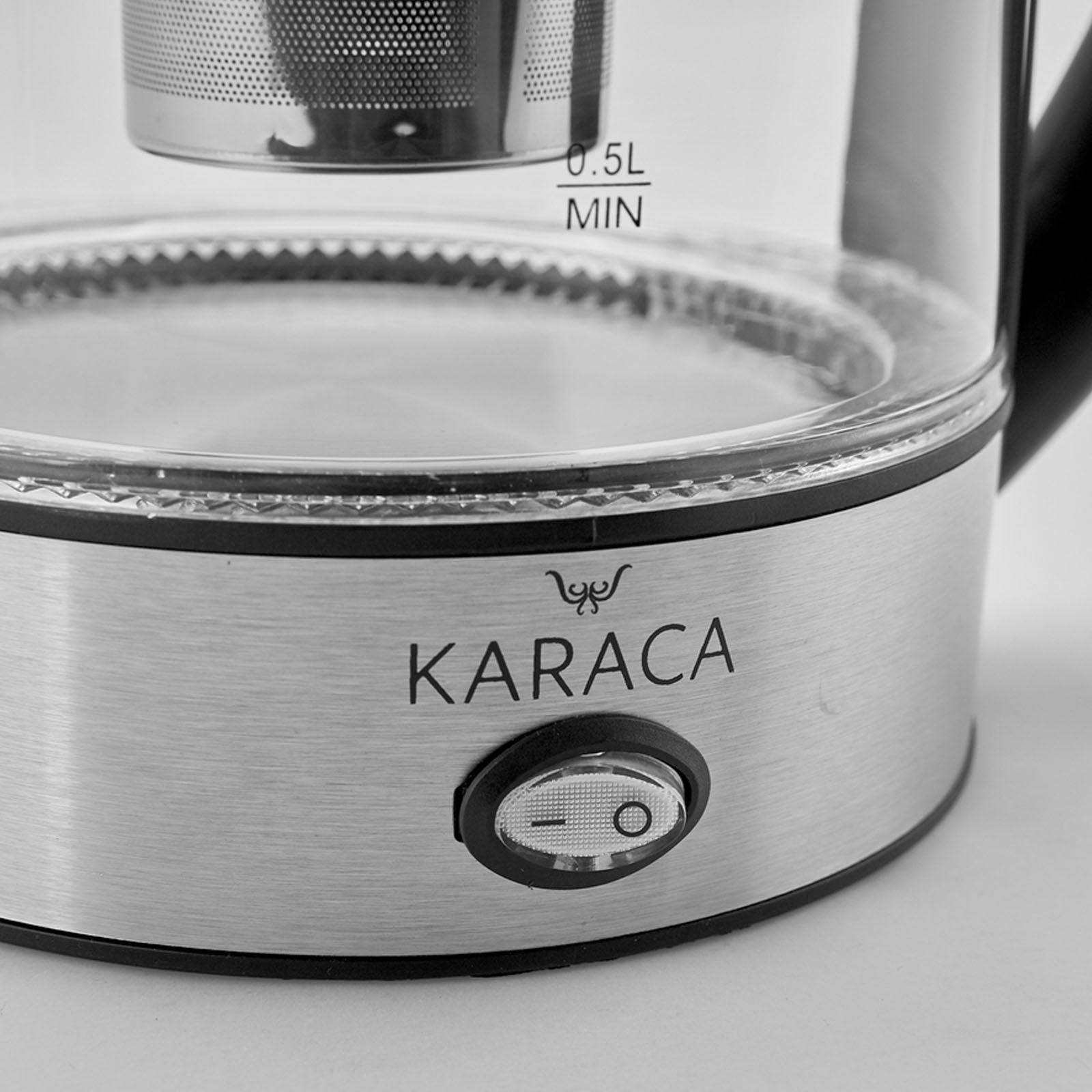 Karaca Glass Herbal Tea Maker With Led Lighting Inox 2202 153.01.06.1780/153.01.06.4887 -  Kitchen Appliances - ebarza Furniture UAE | Shop Modern Furniture in Abu Dhabi & Dubai - مفروشات ايبازرا في الامارات | تسوق اثاث عصري وديكورات مميزة في دبي وابوظبي