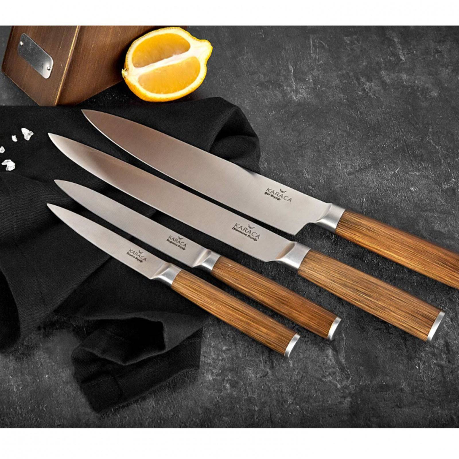 Karaca Hardwood 5 Piece Knife Set  153.03.06.1301 -  Kitchen Knives - ebarza Furniture UAE | Shop Modern Furniture in Abu Dhabi & Dubai - مفروشات ايبازرا في الامارات | تسوق اثاث عصري وديكورات مميزة في دبي وابوظبي