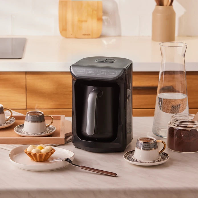 Karaca Hatır Turkish Coffee in the Grill and Turkish Coffee Machine Anthracite 5 Cup Capacity with Lots of Foam 153.09.01.1283 -  Kitchen Appliances - ebarza Furniture UAE | Shop Modern Furniture in Abu Dhabi & Dubai - مفروشات ايبازرا في الامارات | تسوق اثاث عصري وديكورات مميزة في دبي وابوظبي