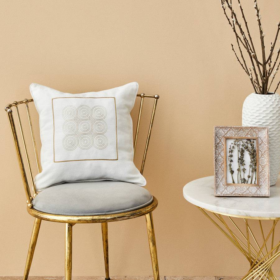 Karaca Home Atlas Zeugma Ecru Embroidered Filled Pillow 200.18.01.0265 -  Cushions - ebarza Furniture UAE | Shop Modern Furniture in Abu Dhabi & Dubai - مفروشات ايبازرا في الامارات | تسوق اثاث عصري وديكورات مميزة في دبي وابوظبي