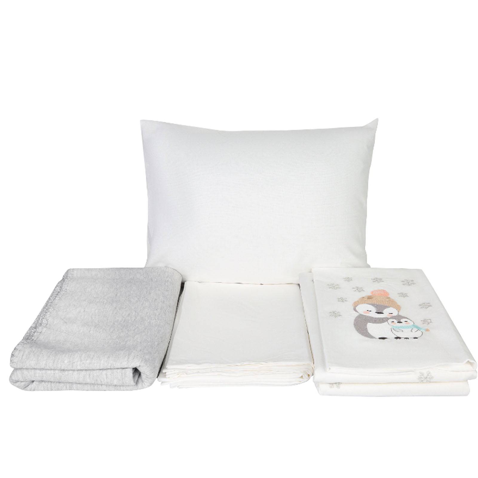 Karaca Home Bambino Penguins Gray Embroidered Private Baby Set 200.16.01.0267 -  Bedding - ebarza Furniture UAE | Shop Modern Furniture in Abu Dhabi & Dubai - مفروشات ايبازرا في الامارات | تسوق اثاث عصري وديكورات مميزة في دبي وابوظبي