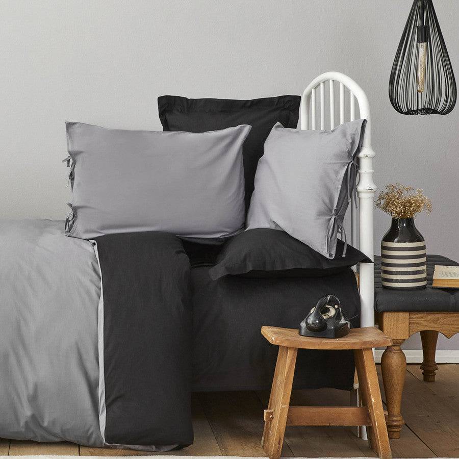 Karaca Home Basic Black Dark Gray 100% Cotton Double Sided Double Duvet Cover Set 200.18.01.0728 -  Bedding - ebarza Furniture UAE | Shop Modern Furniture in Abu Dhabi & Dubai - مفروشات ايبازرا في الامارات | تسوق اثاث عصري وديكورات مميزة في دبي وابوظبي