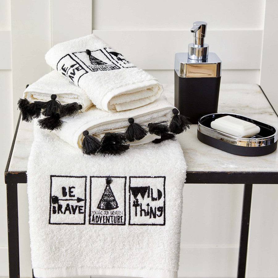 Karaca Home Brave 4 Piece Embroidered Towel Set 200.19.01.0289 -  Towels - ebarza Furniture UAE | Shop Modern Furniture in Abu Dhabi & Dubai - مفروشات ايبازرا في الامارات | تسوق اثاث عصري وديكورات مميزة في دبي وابوظبي
