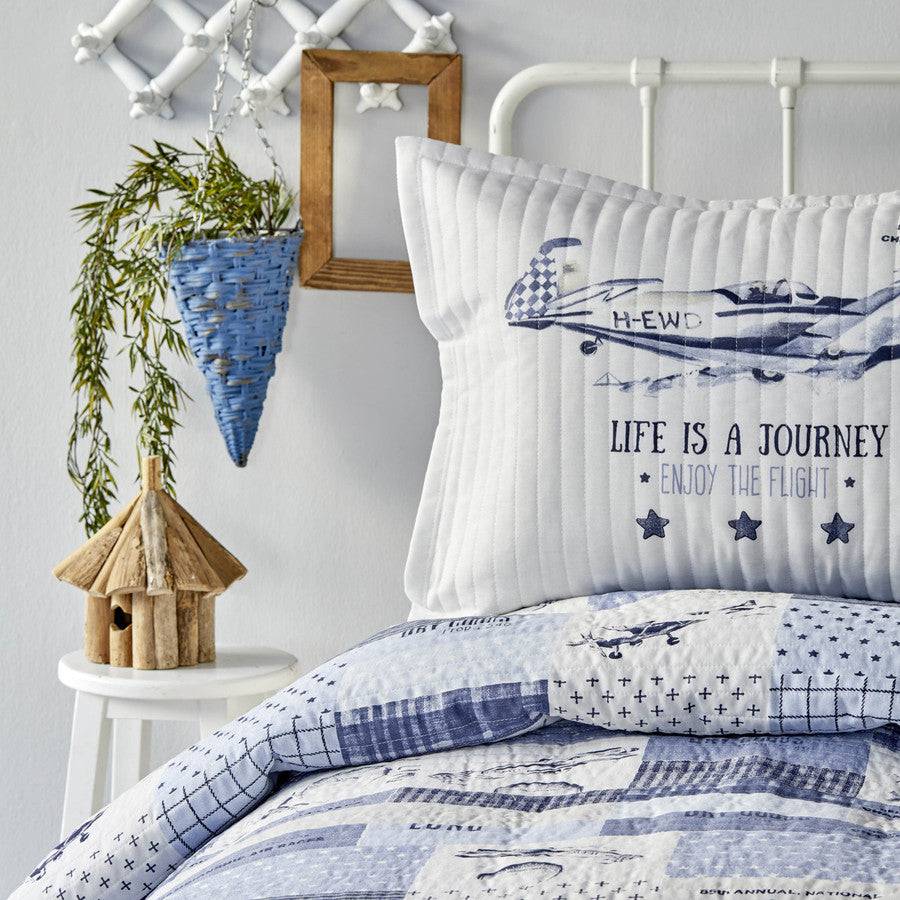 Karaca Home Cappi Blue Quilted Young Single Bedspread Set 200.18.01.0174 -  Bedding - ebarza Furniture UAE | Shop Modern Furniture in Abu Dhabi & Dubai - مفروشات ايبازرا في الامارات | تسوق اثاث عصري وديكورات مميزة في دبي وابوظبي