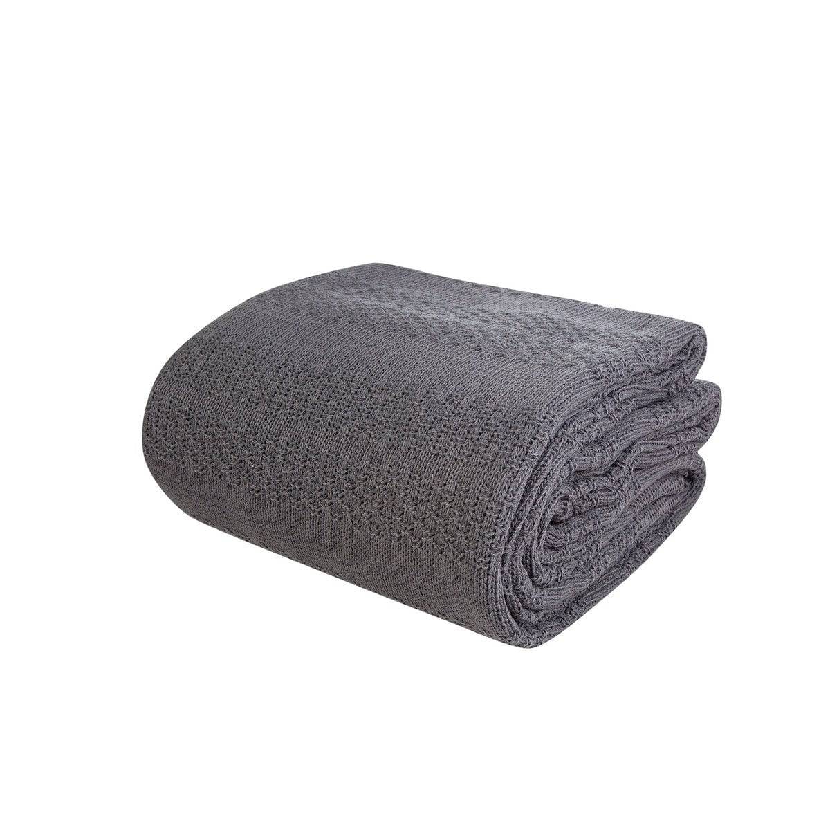Karaca Home Charm Bold Anthracite Double Knit Blanket[ Antrasit Battaniye] 200.17.01.0269 -  Blankets - ebarza Furniture UAE | Shop Modern Furniture in Abu Dhabi & Dubai - مفروشات ايبازرا في الامارات | تسوق اثاث عصري وديكورات مميزة في دبي وابوظبي