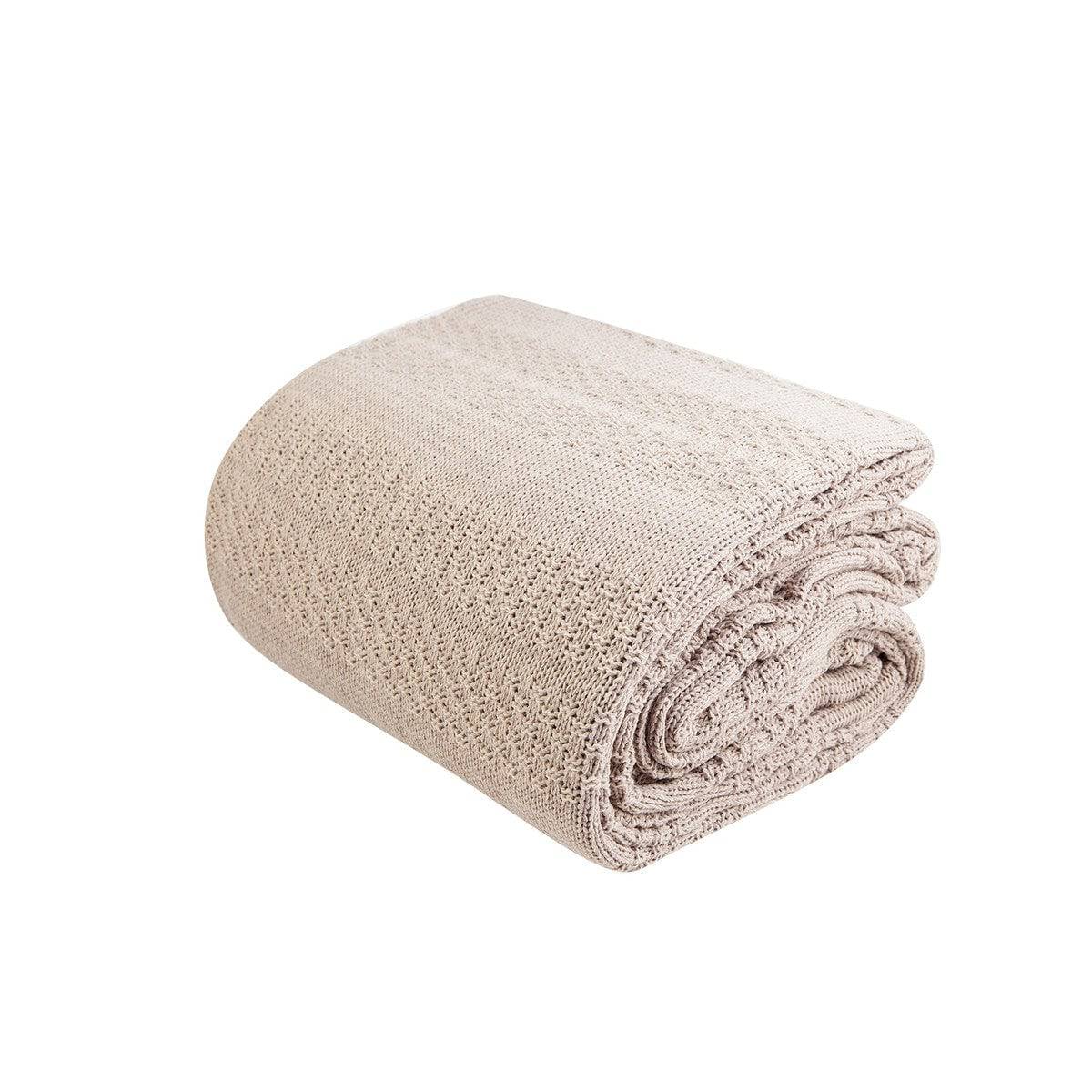 Karaca Home Charm Bold Beige Double Knit Blanket[ Bej Battaniye] 200.17.01.0272 -  Blankets - ebarza Furniture UAE | Shop Modern Furniture in Abu Dhabi & Dubai - مفروشات ايبازرا في الامارات | تسوق اثاث عصري وديكورات مميزة في دبي وابوظبي