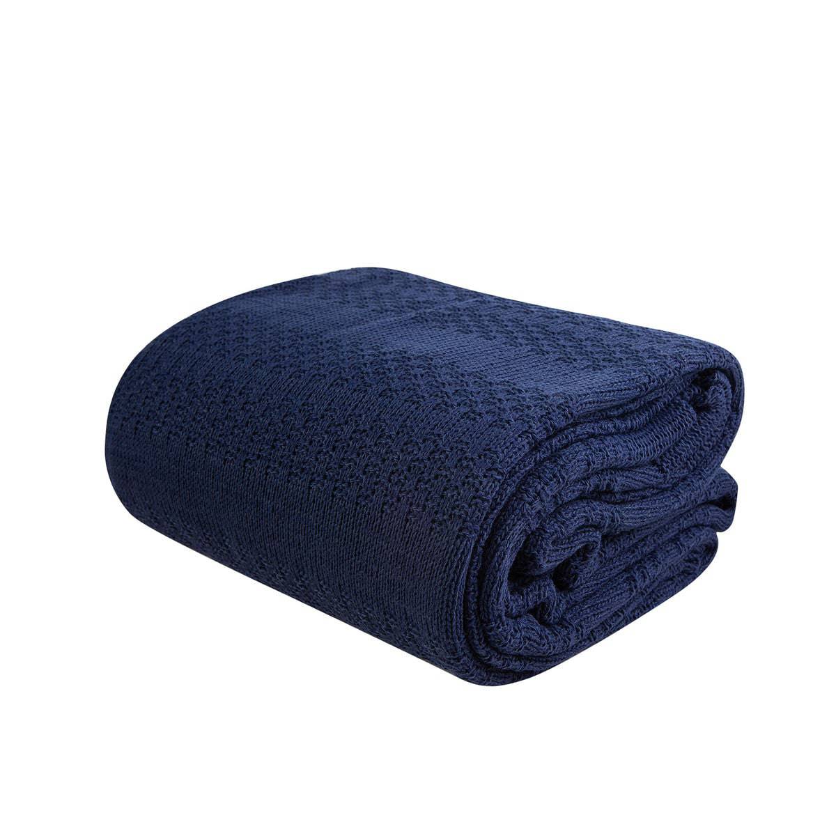 Karaca Home Charm Bold Navy Blue Double Knit Blanket [Lacivert Battaniye]200.17.01.0271 -  Blankets - ebarza Furniture UAE | Shop Modern Furniture in Abu Dhabi & Dubai - مفروشات ايبازرا في الامارات | تسوق اثاث عصري وديكورات مميزة في دبي وابوظبي