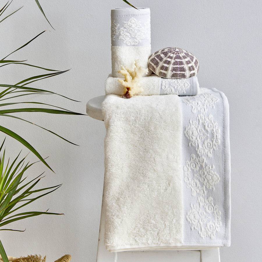 Karaca Home Frankie Blue 3 Pcs Hand And Face Towel Set 200.18.01.0561 -  Towels - ebarza Furniture UAE | Shop Modern Furniture in Abu Dhabi & Dubai - مفروشات ايبازرا في الامارات | تسوق اثاث عصري وديكورات مميزة في دبي وابوظبي
