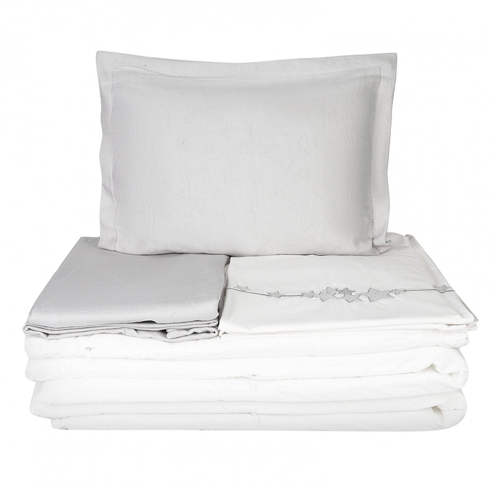 Karaca Home Lucky Star Silver Embroidered Private Baby Set 200.16.01.0266 -  Bedding - ebarza Furniture UAE | Shop Modern Furniture in Abu Dhabi & Dubai - مفروشات ايبازرا في الامارات | تسوق اثاث عصري وديكورات مميزة في دبي وابوظبي