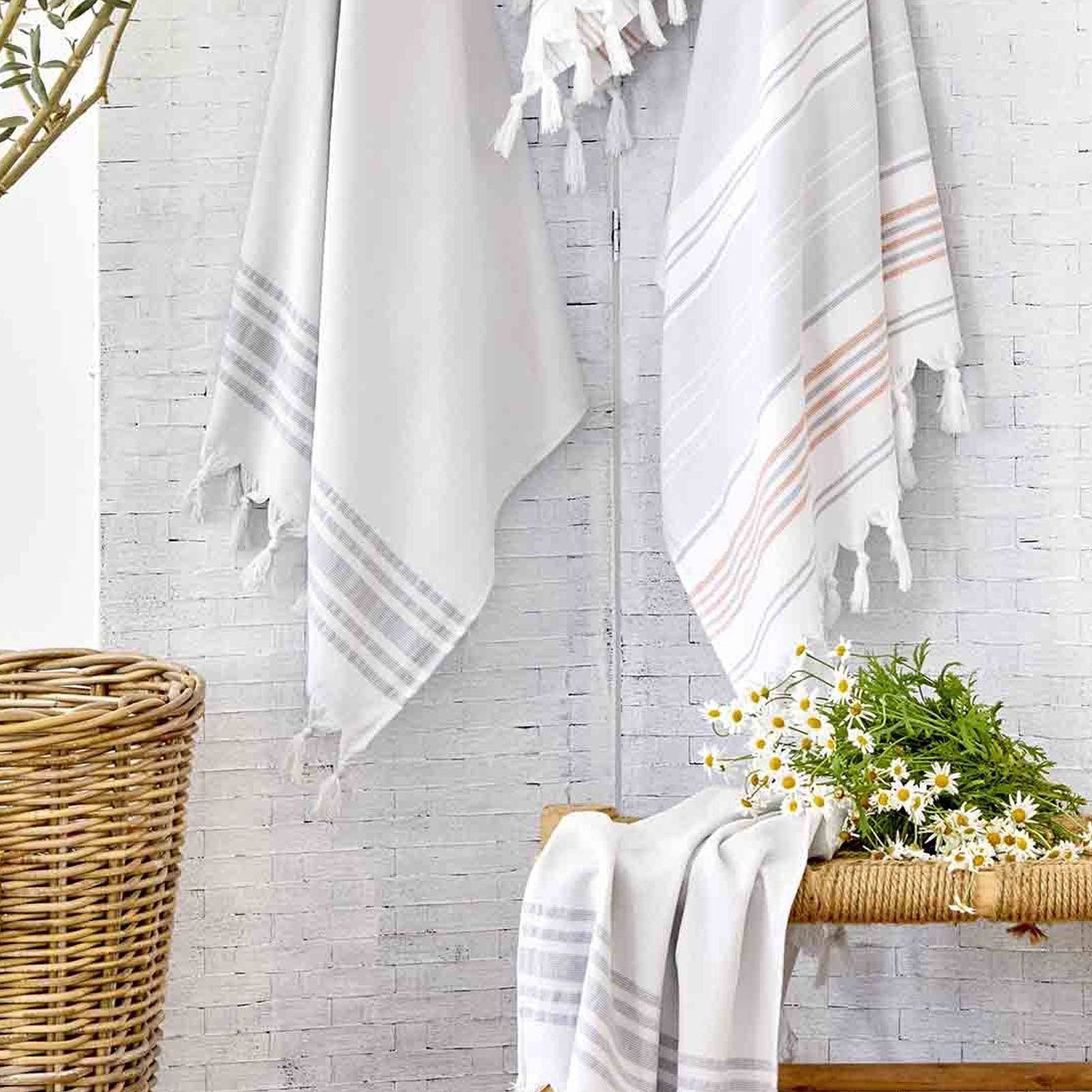 Karaca Home Maroc Gray-Orange Peshtemal Set 200.16.01.0369 -  Towels - ebarza Furniture UAE | Shop Modern Furniture in Abu Dhabi & Dubai - مفروشات ايبازرا في الامارات | تسوق اثاث عصري وديكورات مميزة في دبي وابوظبي