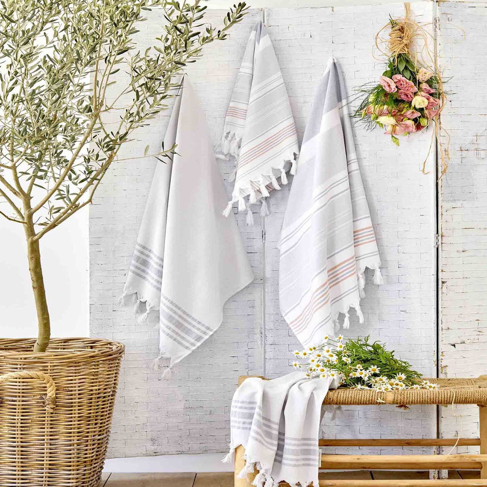 Karaca Home Maroc Gray-Orange Peshtemal Set 200.16.01.0369 -  Towels - ebarza Furniture UAE | Shop Modern Furniture in Abu Dhabi & Dubai - مفروشات ايبازرا في الامارات | تسوق اثاث عصري وديكورات مميزة في دبي وابوظبي
