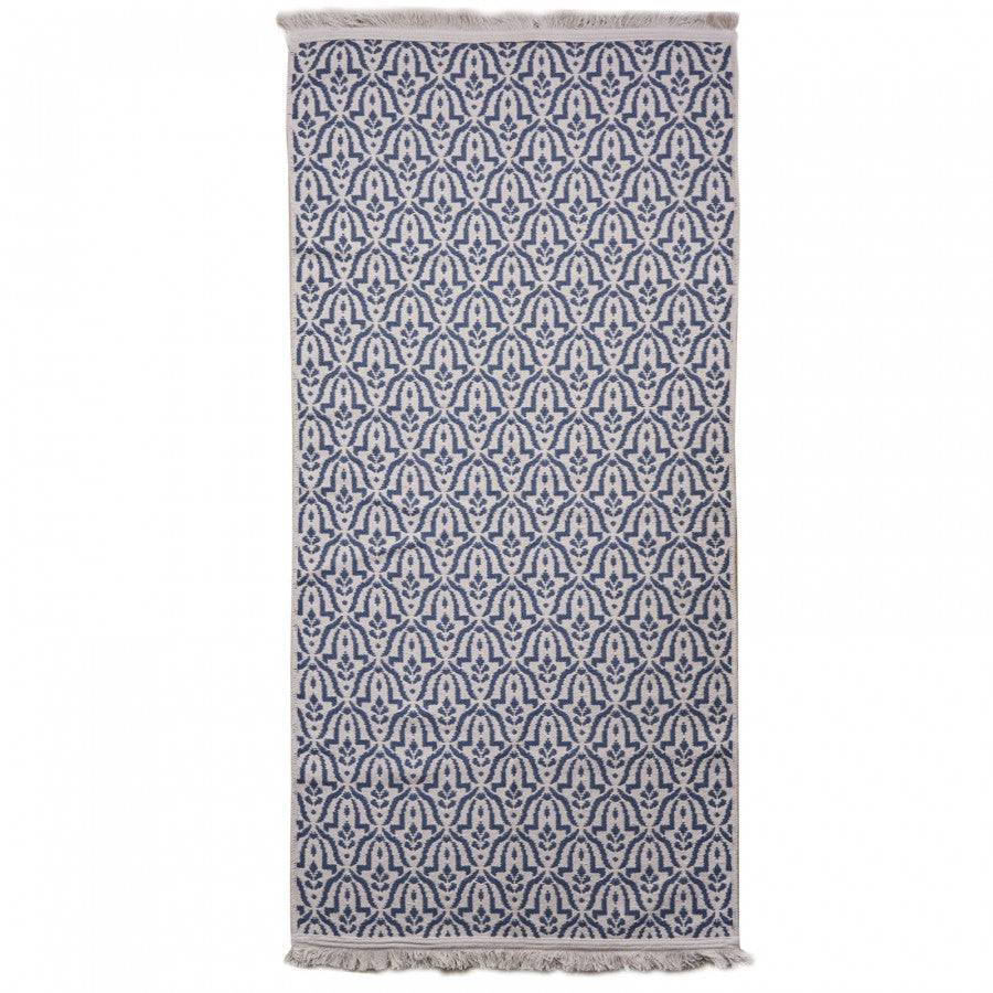 Karaca Home Morocco Ecru Navy Blue Rug 80X150 Cm 201.16.01.0100 -  Rugs - ebarza Furniture UAE | Shop Modern Furniture in Abu Dhabi & Dubai - مفروشات ايبازرا في الامارات | تسوق اثاث عصري وديكورات مميزة في دبي وابوظبي
