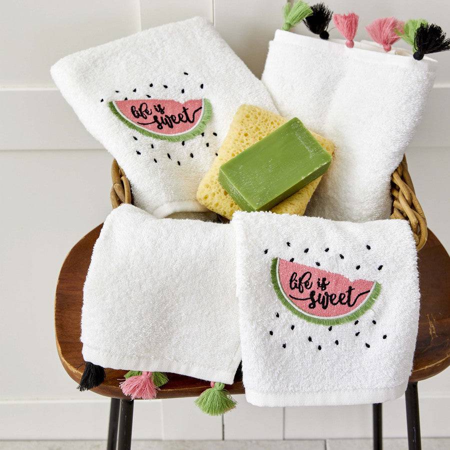 Karaca Home Watermelon 4 Piece Embroidered Towel Set 200.19.01.0288 -  Towels - ebarza Furniture UAE | Shop Modern Furniture in Abu Dhabi & Dubai - مفروشات ايبازرا في الامارات | تسوق اثاث عصري وديكورات مميزة في دبي وابوظبي