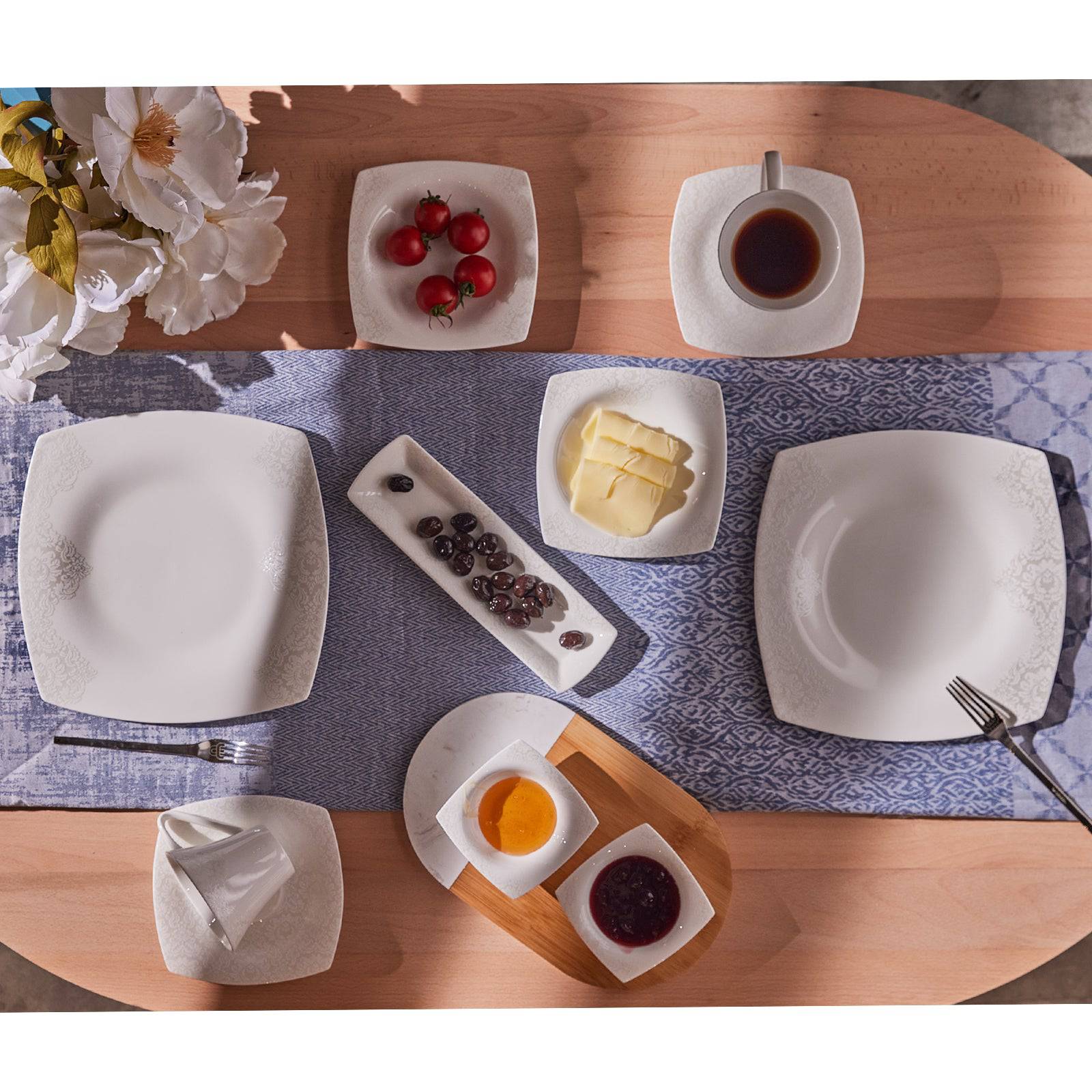 Karaca Karaca Fine Pearl Helen 26 Piece Pearl Breakfast Set Square 153.03.07.5693 -  Breakfast Sets - ebarza Furniture UAE | Shop Modern Furniture in Abu Dhabi & Dubai - مفروشات ايبازرا في الامارات | تسوق اثاث عصري وديكورات مميزة في دبي وابوظبي