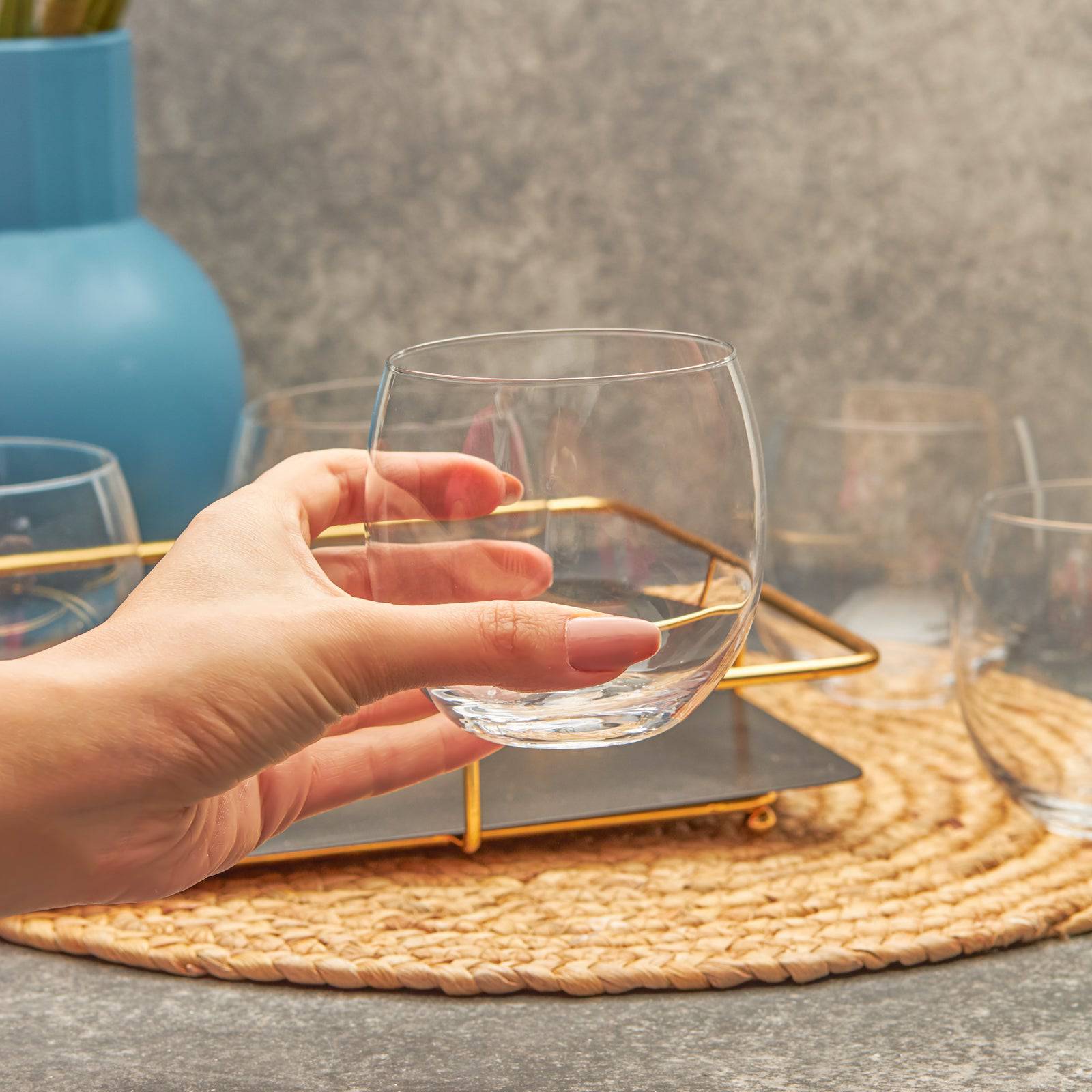 Karaca Krs Jade 6 Water Glass 410Ml 153.03.08.1222 -  Drinkware - ebarza Furniture UAE | Shop Modern Furniture in Abu Dhabi & Dubai - مفروشات ايبازرا في الامارات | تسوق اثاث عصري وديكورات مميزة في دبي وابوظبي