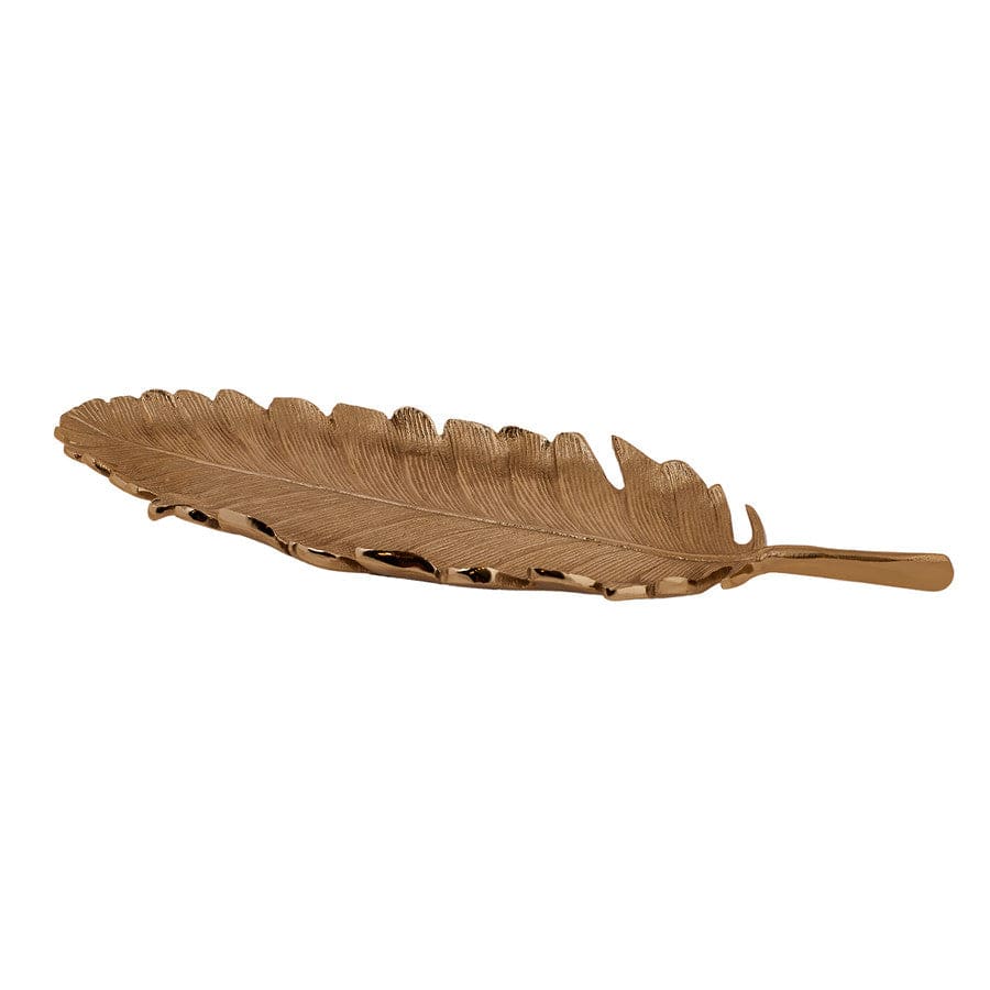 Karaca Leaf Gold Decorative Plate 40X13Cm 153.21.01.0111 -  Plates - ebarza Furniture UAE | Shop Modern Furniture in Abu Dhabi & Dubai - مفروشات ايبازرا في الامارات | تسوق اثاث عصري وديكورات مميزة في دبي وابوظبي