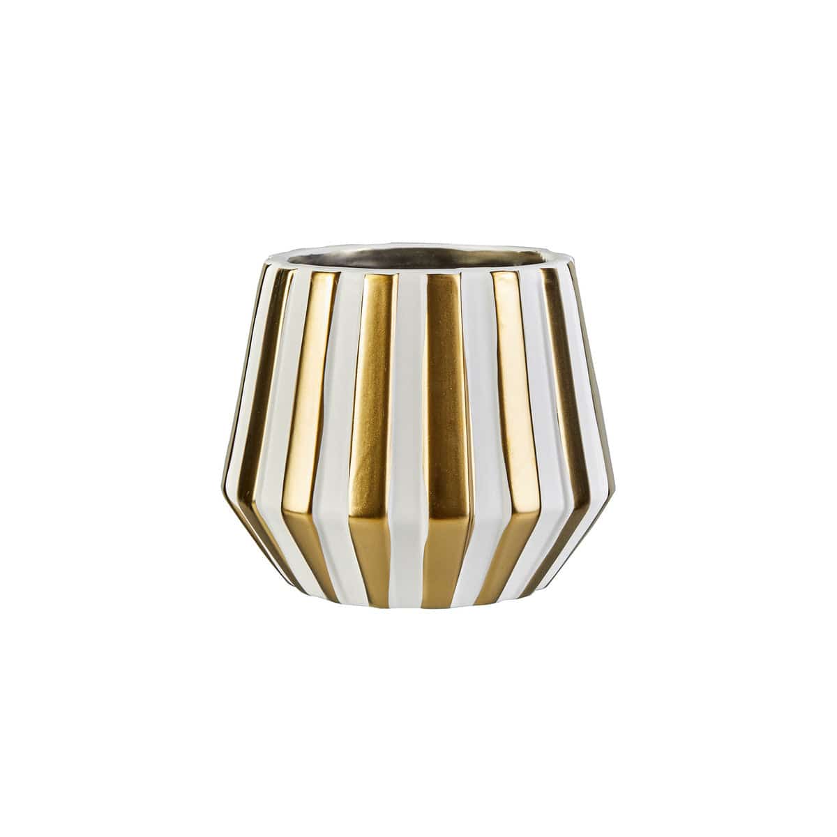 Karaca Nature White Gold Vase 12X12X10 Cm 153.20.01.0220 -  Vases - ebarza Furniture UAE | Shop Modern Furniture in Abu Dhabi & Dubai - مفروشات ايبازرا في الامارات | تسوق اثاث عصري وديكورات مميزة في دبي وابوظبي