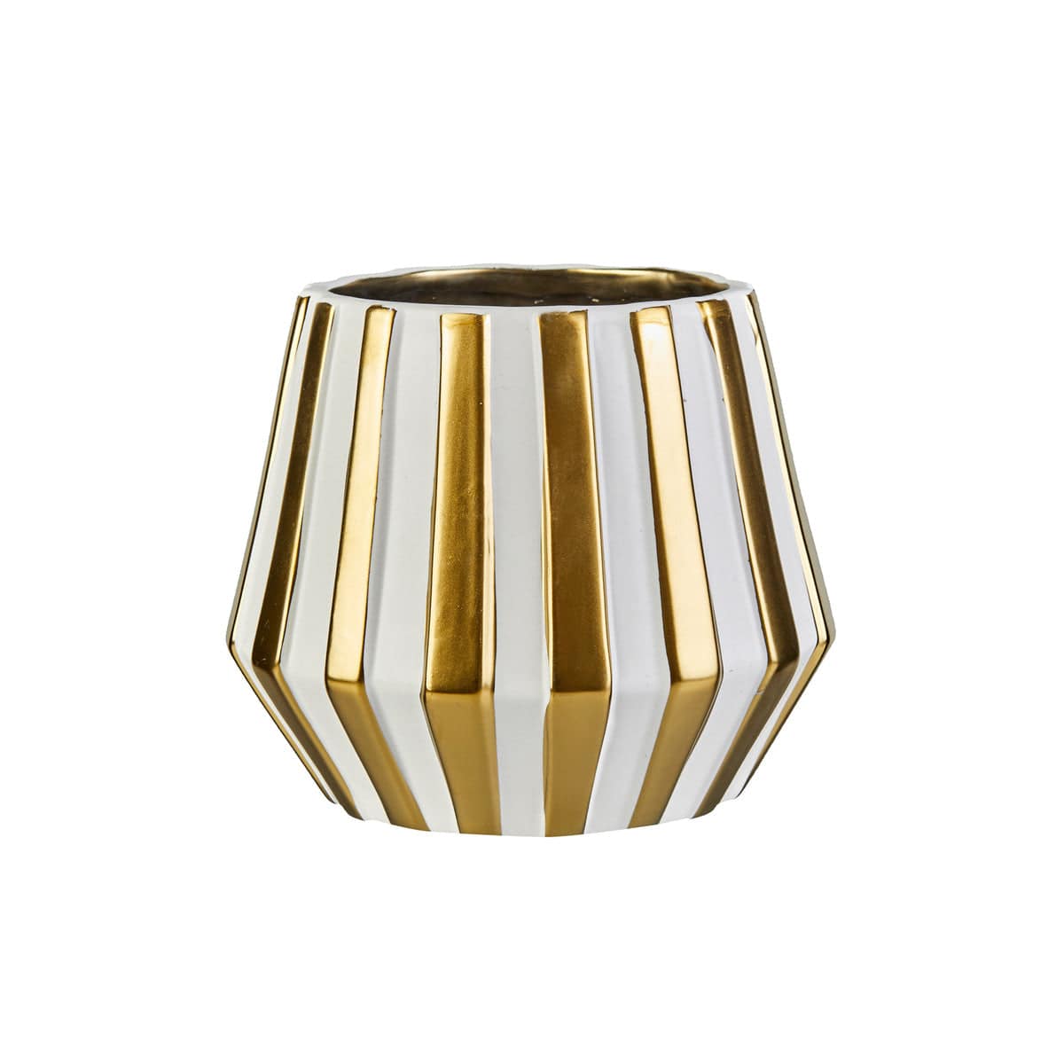 Karaca Nature White Gold Vase 15X15X12 Cm 153.20.01.0219 -  Vases - ebarza Furniture UAE | Shop Modern Furniture in Abu Dhabi & Dubai - مفروشات ايبازرا في الامارات | تسوق اثاث عصري وديكورات مميزة في دبي وابوظبي