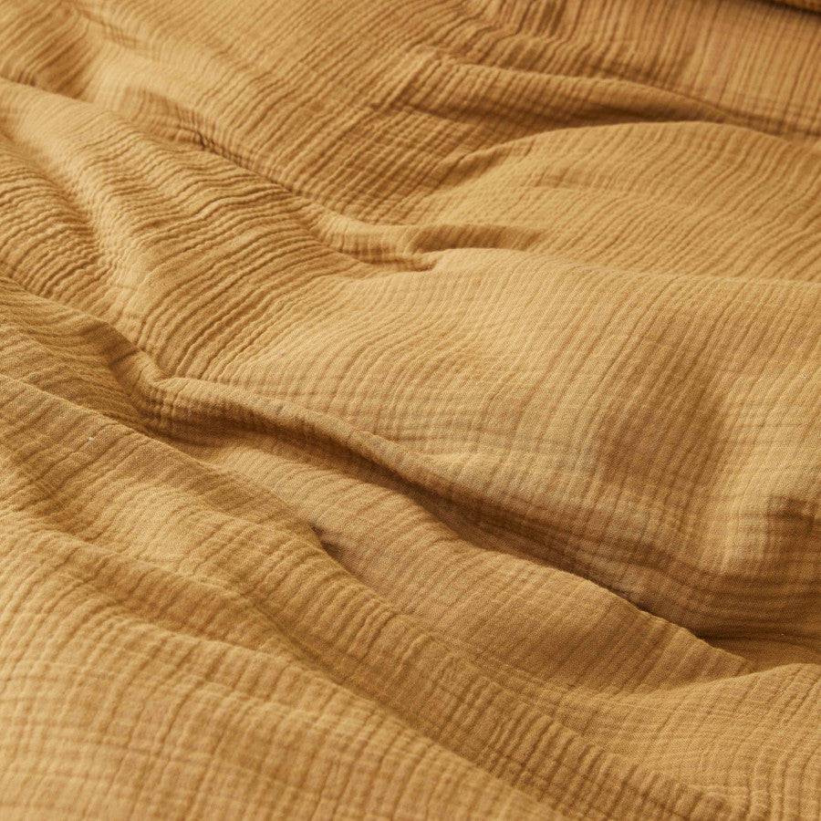 Karaca Nautica Home Bow Mustard Double-Sided Single Muslin Bedspread Set 180.01.01.0432 -  Bedding - ebarza Furniture UAE | Shop Modern Furniture in Abu Dhabi & Dubai - مفروشات ايبازرا في الامارات | تسوق اثاث عصري وديكورات مميزة في دبي وابوظبي