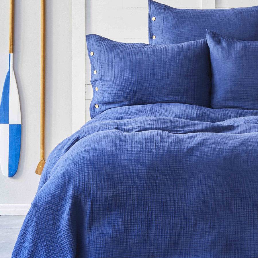 Karaca Nautica Home Pruva Navy Blue Double Sided Single Muslin Bedspread Set 180.01.01.0433 -  Bedding - ebarza Furniture UAE | Shop Modern Furniture in Abu Dhabi & Dubai - مفروشات ايبازرا في الامارات | تسوق اثاث عصري وديكورات مميزة في دبي وابوظبي