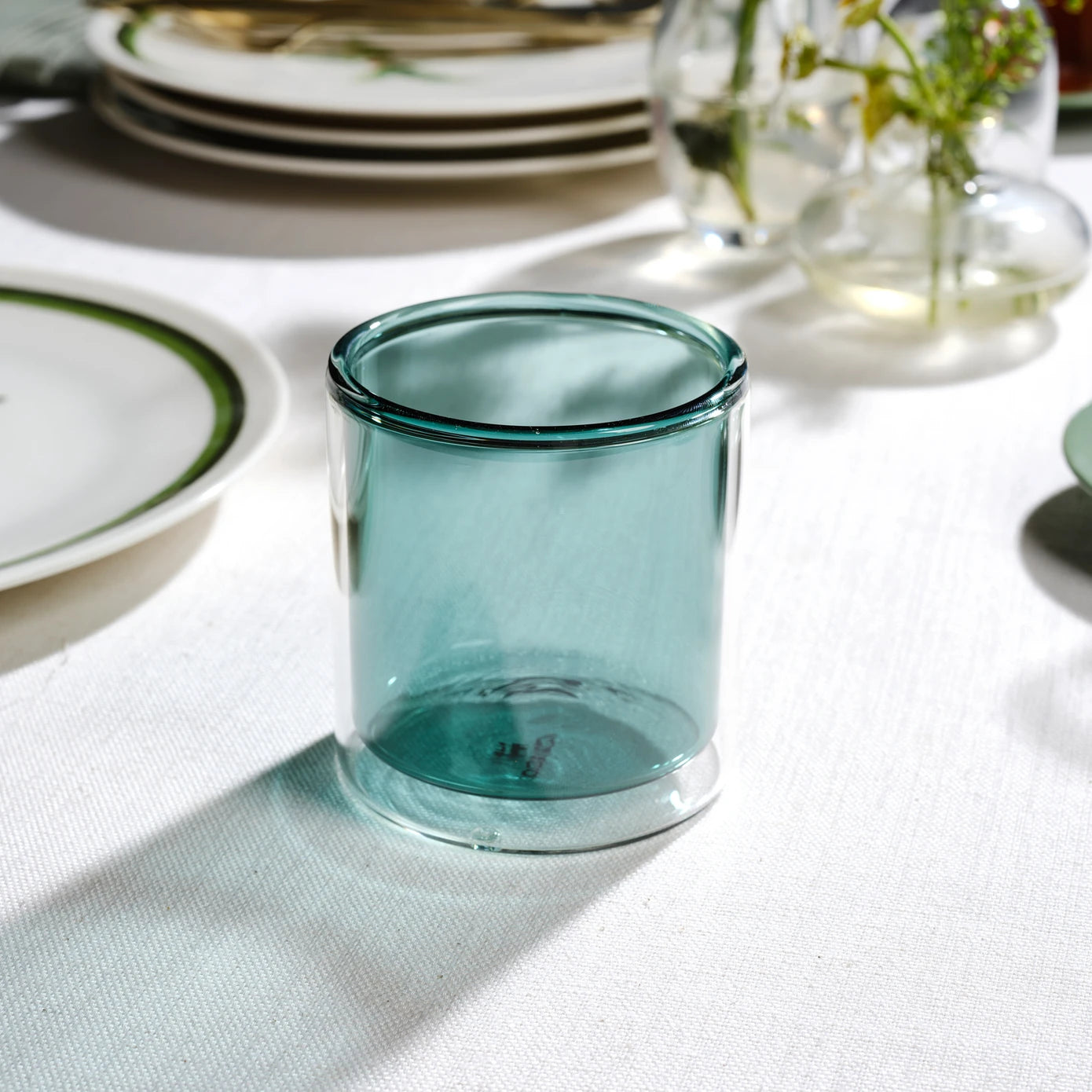 Karaca Pia Green Water Glass - Double Walled 153.03.08.4475 -  Mugs - ebarza Furniture UAE | Shop Modern Furniture in Abu Dhabi & Dubai - مفروشات ايبازرا في الامارات | تسوق اثاث عصري وديكورات مميزة في دبي وابوظبي