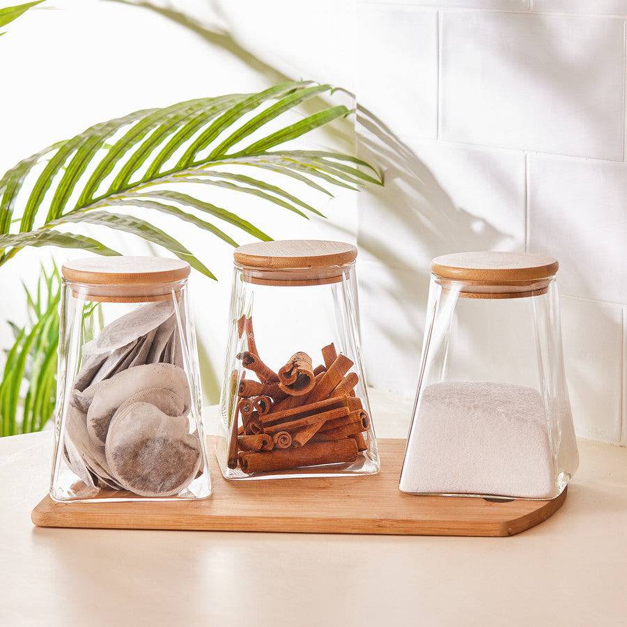 Karaca Pyramid 3 Piece Storage Container- Large 153.03.06.1970 -  Spice Sets - ebarza Furniture UAE | Shop Modern Furniture in Abu Dhabi & Dubai - مفروشات ايبازرا في الامارات | تسوق اثاث عصري وديكورات مميزة في دبي وابوظبي