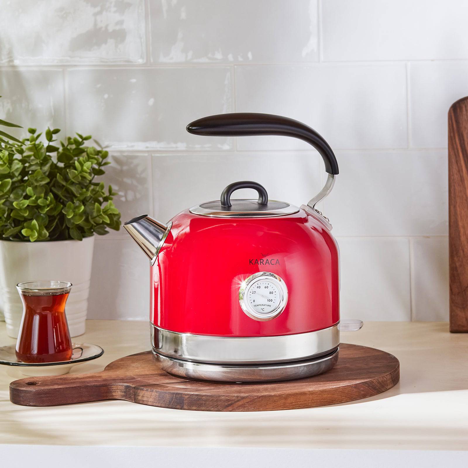 Karaca Retro 2152 Red Retro Kettle 153.03.06.2559 -  Kitchen Appliances - ebarza Furniture UAE | Shop Modern Furniture in Abu Dhabi & Dubai - مفروشات ايبازرا في الامارات | تسوق اثاث عصري وديكورات مميزة في دبي وابوظبي