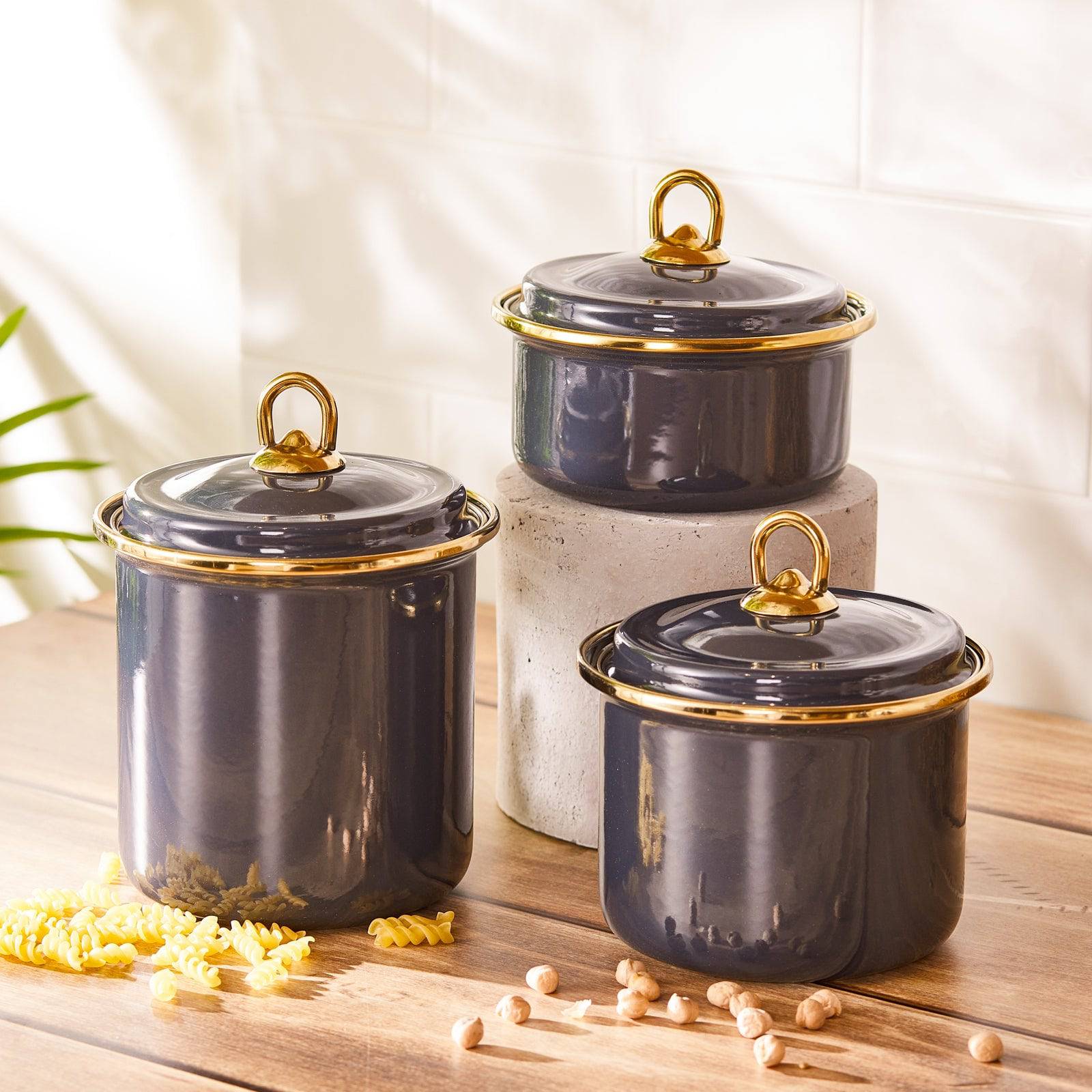 Karaca Retro Anthracite Storage Container Set Of 3 153.03.06.5035 -  Spice Sets - ebarza Furniture UAE | Shop Modern Furniture in Abu Dhabi & Dubai - مفروشات ايبازرا في الامارات | تسوق اثاث عصري وديكورات مميزة في دبي وابوظبي