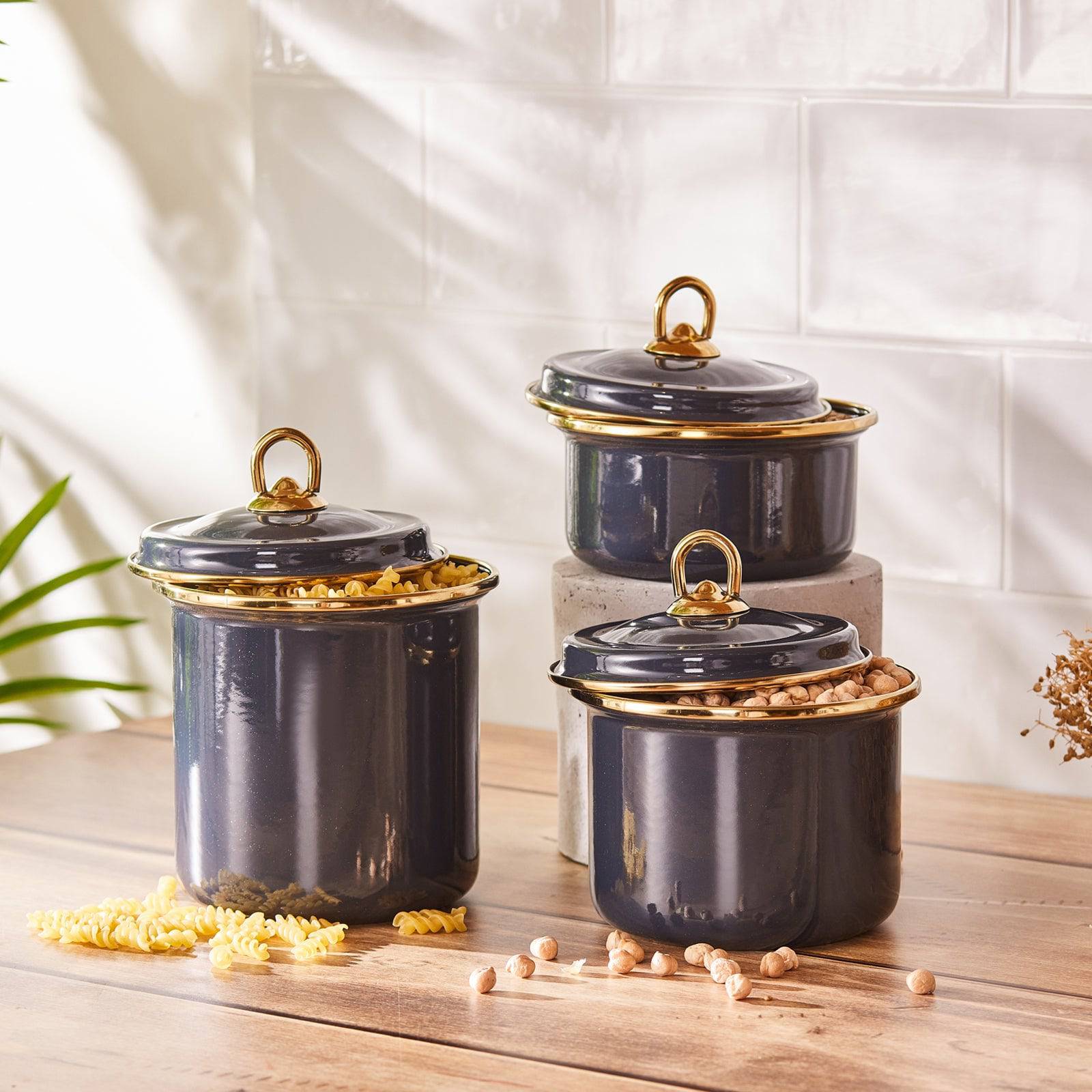 Karaca Retro Anthracite Storage Container Set Of 3 153.03.06.5035 -  Spice Sets - ebarza Furniture UAE | Shop Modern Furniture in Abu Dhabi & Dubai - مفروشات ايبازرا في الامارات | تسوق اثاث عصري وديكورات مميزة في دبي وابوظبي
