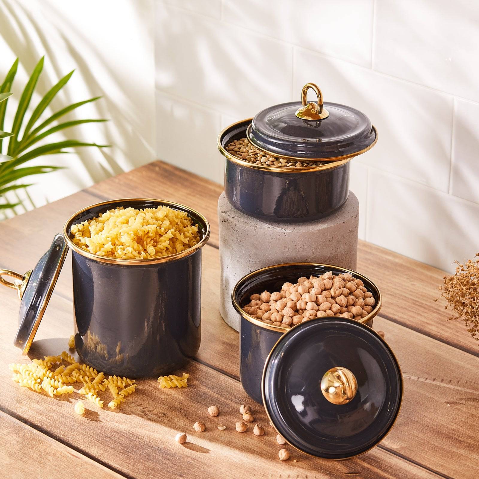 Karaca Retro Anthracite Storage Container Set Of 3 153.03.06.5035 -  Spice Sets - ebarza Furniture UAE | Shop Modern Furniture in Abu Dhabi & Dubai - مفروشات ايبازرا في الامارات | تسوق اثاث عصري وديكورات مميزة في دبي وابوظبي