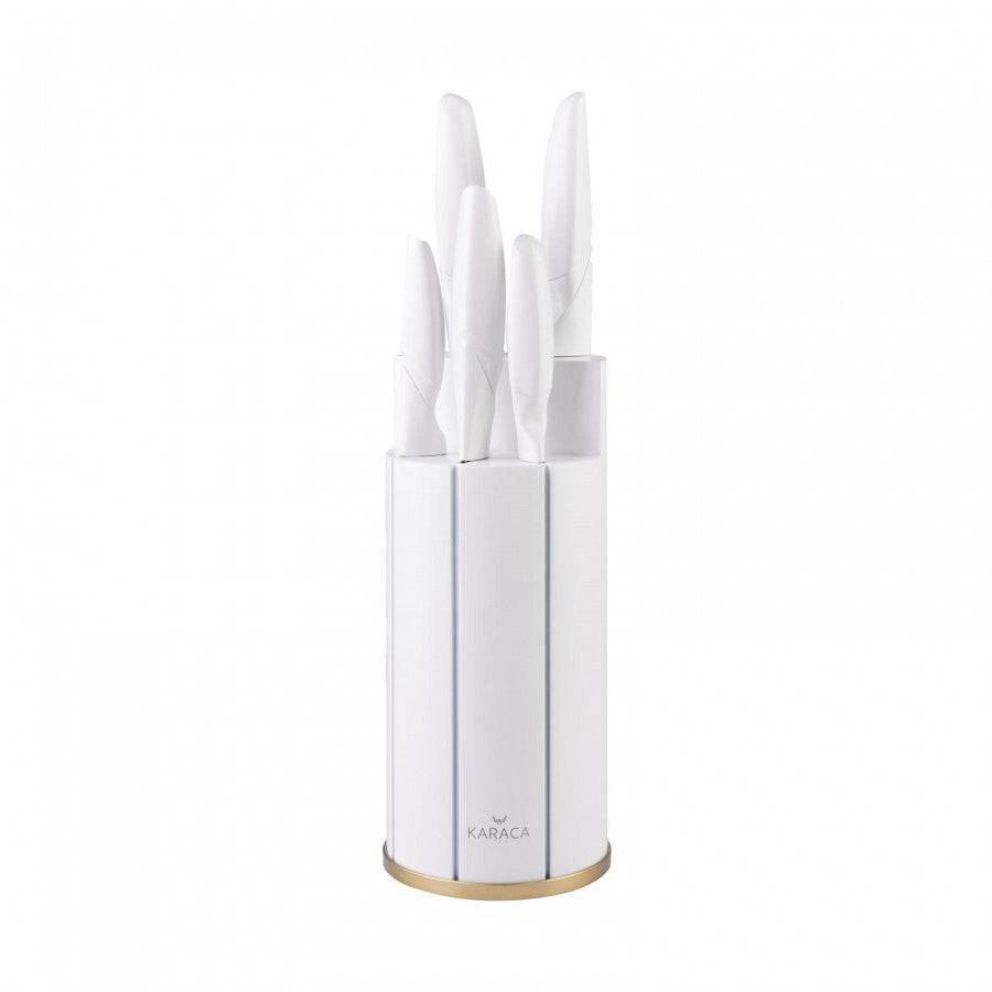 Karaca Retro White 6 Piece Knife Set 153.03.06.1746 -  Kitchen Knives - ebarza Furniture UAE | Shop Modern Furniture in Abu Dhabi & Dubai - مفروشات ايبازرا في الامارات | تسوق اثاث عصري وديكورات مميزة في دبي وابوظبي