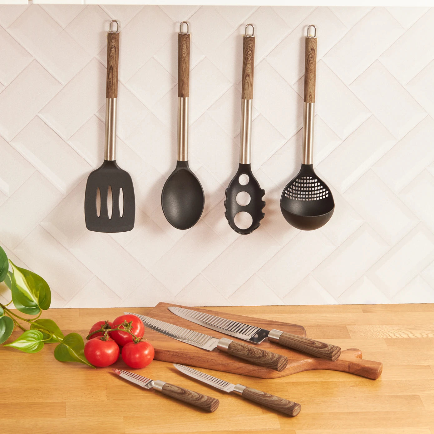 Karaca Timber 8 Piece Knife and Serving Set 153.03.06.7427 -  Service Sets - ebarza Furniture UAE | Shop Modern Furniture in Abu Dhabi & Dubai - مفروشات ايبازرا في الامارات | تسوق اثاث عصري وديكورات مميزة في دبي وابوظبي