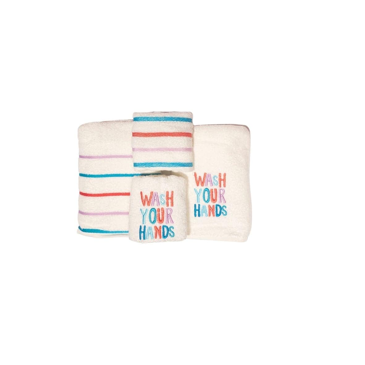 Karaca Wash Your Hand 4 Piece Embroidered Towel Set 200.19.01.0293 -  Towels - ebarza Furniture UAE | Shop Modern Furniture in Abu Dhabi & Dubai - مفروشات ايبازرا في الامارات | تسوق اثاث عصري وديكورات مميزة في دبي وابوظبي