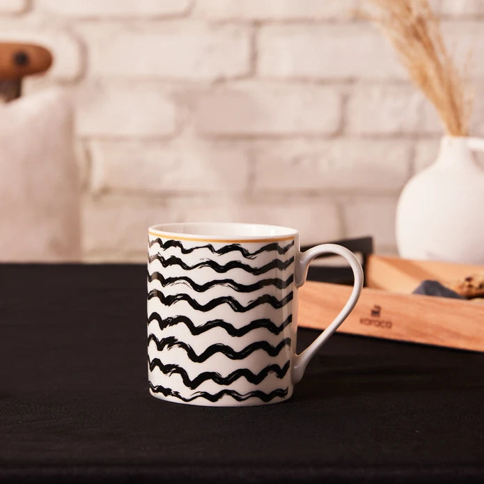 Karaca Zigzag Mug 360 Ml Black 153.09.01.2791 -  Mugs - ebarza Furniture UAE | Shop Modern Furniture in Abu Dhabi & Dubai - مفروشات ايبازرا في الامارات | تسوق اثاث عصري وديكورات مميزة في دبي وابوظبي