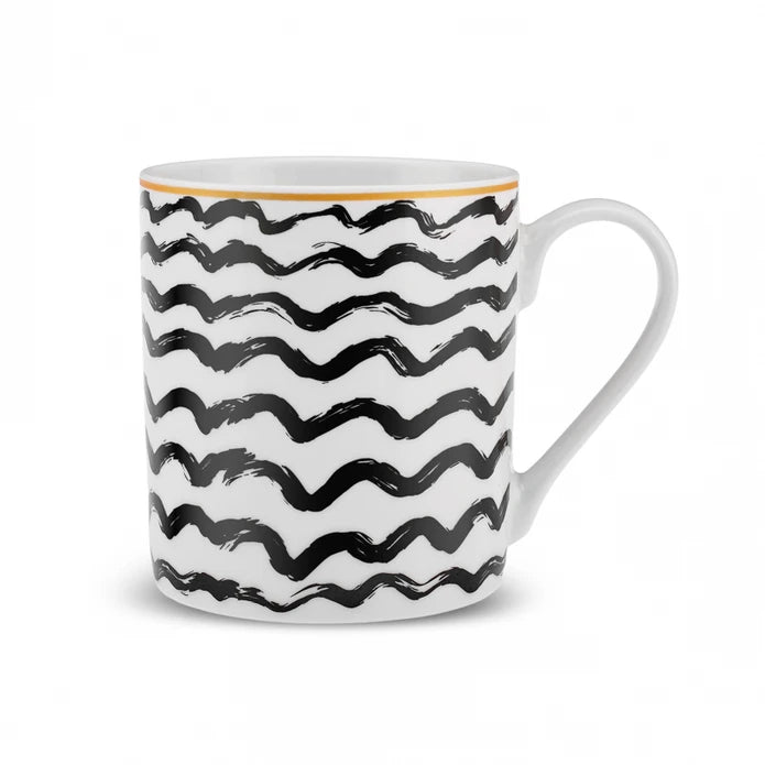Karaca Zigzag Mug 360 Ml Black 153.09.01.2791 -  Mugs - ebarza Furniture UAE | Shop Modern Furniture in Abu Dhabi & Dubai - مفروشات ايبازرا في الامارات | تسوق اثاث عصري وديكورات مميزة في دبي وابوظبي