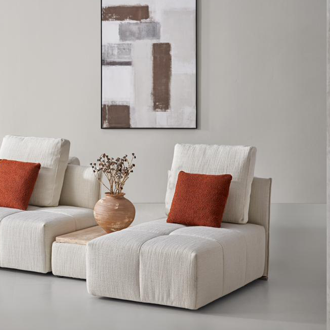Puzzle Modular Short Fabric Metal Handrail - SF080-SH -  Sofas - ebarza Furniture UAE | Shop Modern Furniture in Abu Dhabi & Dubai - مفروشات ايبازرا في الامارات | تسوق اثاث عصري وديكورات مميزة في دبي وابوظبي