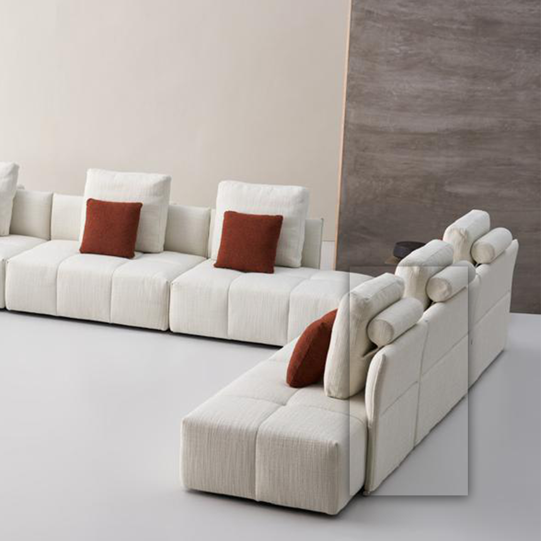 Puzzle Modular Short Fabric Metal Handrail - SF080-SH -  Sofas - ebarza Furniture UAE | Shop Modern Furniture in Abu Dhabi & Dubai - مفروشات ايبازرا في الامارات | تسوق اثاث عصري وديكورات مميزة في دبي وابوظبي