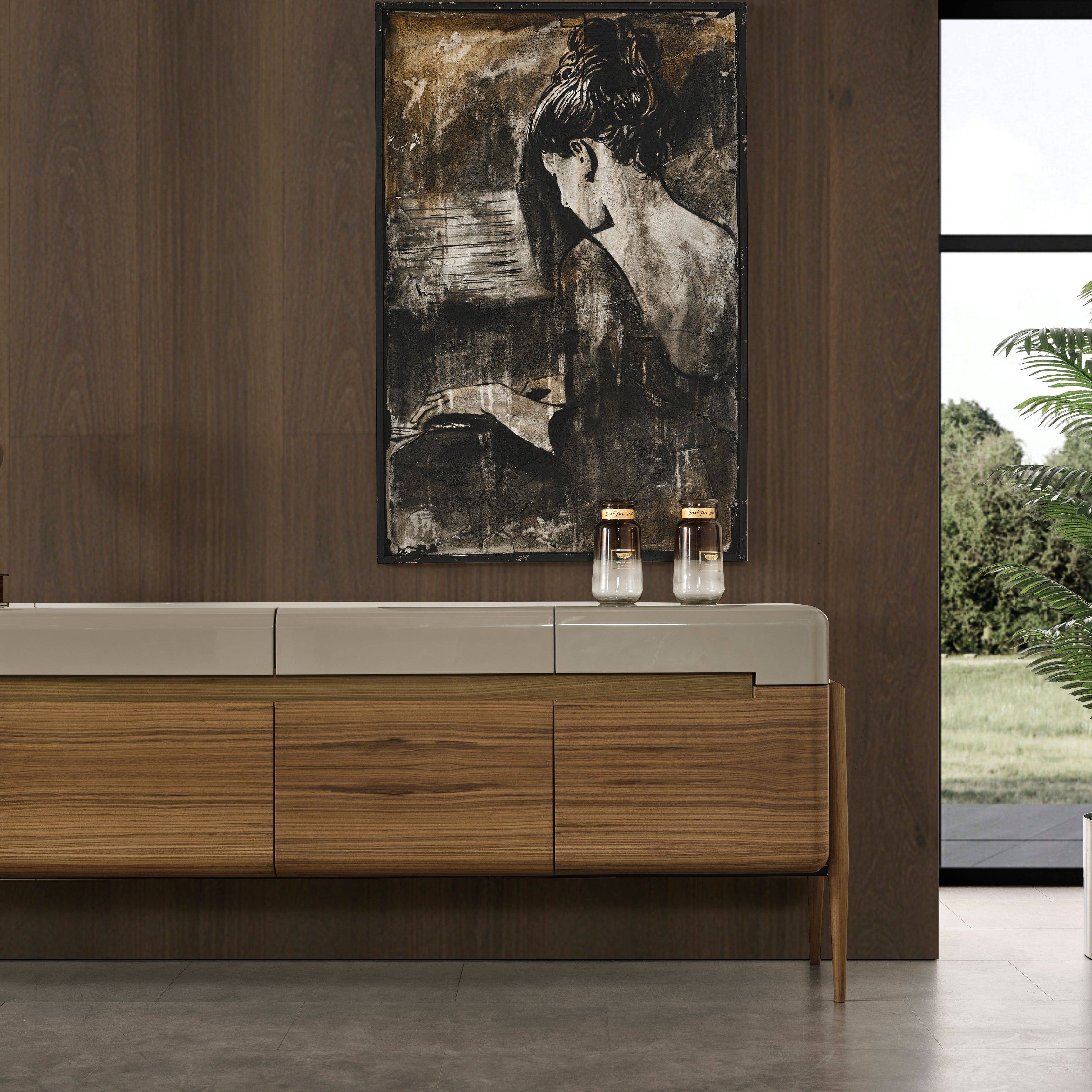 Display Item - Lucca Kristal Sideboard And Mirror Krstl-Lucasb-Nakheel -  DISPLAY ITEM - ebarza Furniture UAE | Shop Modern Furniture in Abu Dhabi & Dubai - مفروشات ايبازرا في الامارات | تسوق اثاث عصري وديكورات مميزة في دبي وابوظبي