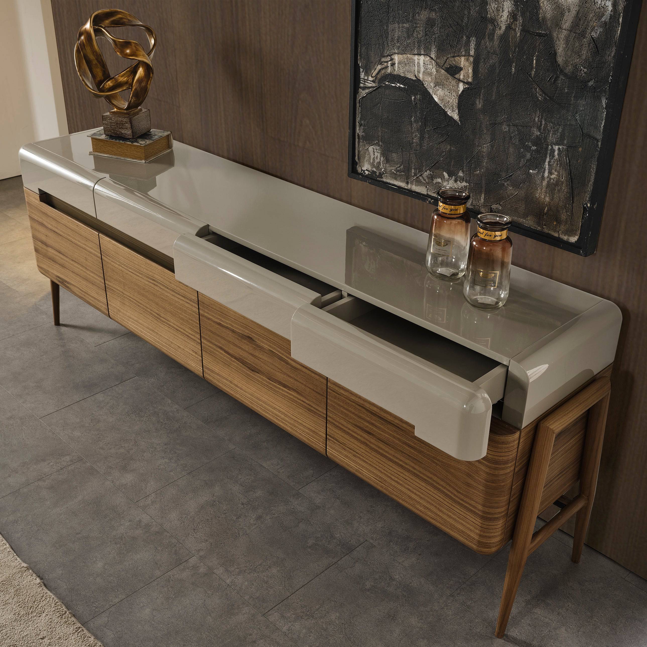 Display Item - Lucca Kristal Sideboard And Mirror Krstl-Lucasb-Nakheel -  DISPLAY ITEM - ebarza Furniture UAE | Shop Modern Furniture in Abu Dhabi & Dubai - مفروشات ايبازرا في الامارات | تسوق اثاث عصري وديكورات مميزة في دبي وابوظبي