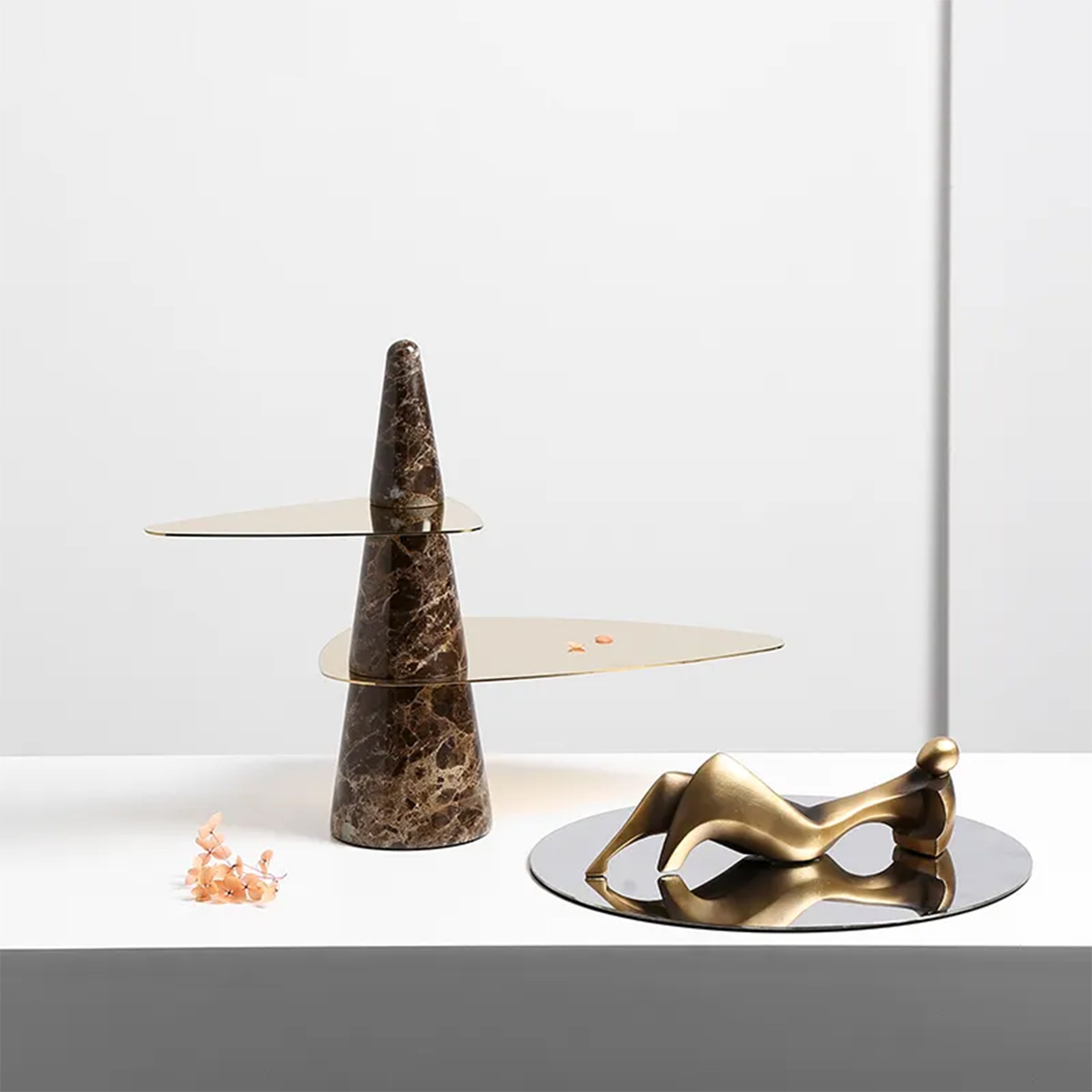 Marble & Stainless Steel Double Tiered Tray - Gold FC-W22019B -  Trays - ebarza Furniture UAE | Shop Modern Furniture in Abu Dhabi & Dubai - مفروشات ايبازرا في الامارات | تسوق اثاث عصري وديكورات مميزة في دبي وابوظبي