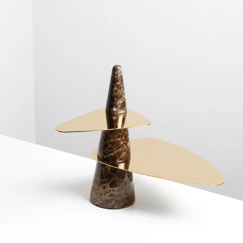 Marble & Stainless Steel Double Tiered Tray - Gold FC-W22019B -  Trays - ebarza Furniture UAE | Shop Modern Furniture in Abu Dhabi & Dubai - مفروشات ايبازرا في الامارات | تسوق اثاث عصري وديكورات مميزة في دبي وابوظبي