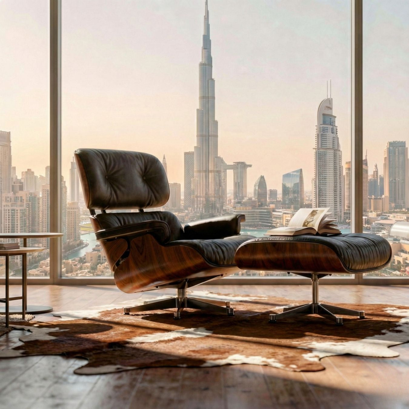 Black Genuine Leather Lounge Chair And Ottoman ( Rosewood ) Tall BLACK-RW Bp8026-Rosewood -  Lounge Chairs - ebarza Furniture UAE | Shop Modern Furniture in Abu Dhabi & Dubai - مفروشات ايبازرا في الامارات | تسوق اثاث عصري وديكورات مميزة في دبي وابوظبي