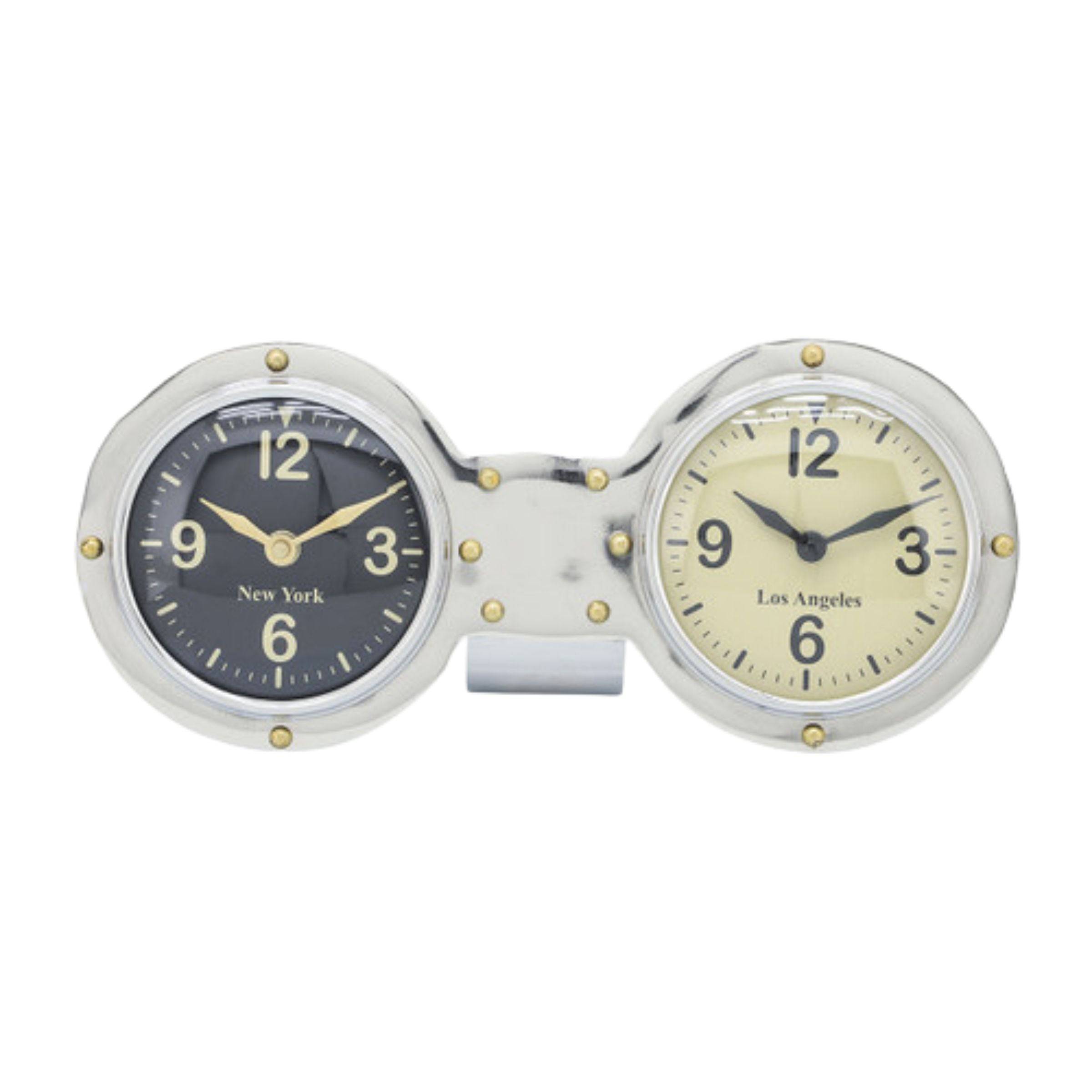 Metal Dual Clock 16232 -  Clocks - ebarza Furniture UAE | Shop Modern Furniture in Abu Dhabi & Dubai - مفروشات ايبازرا في الامارات | تسوق اثاث عصري وديكورات مميزة في دبي وابوظبي