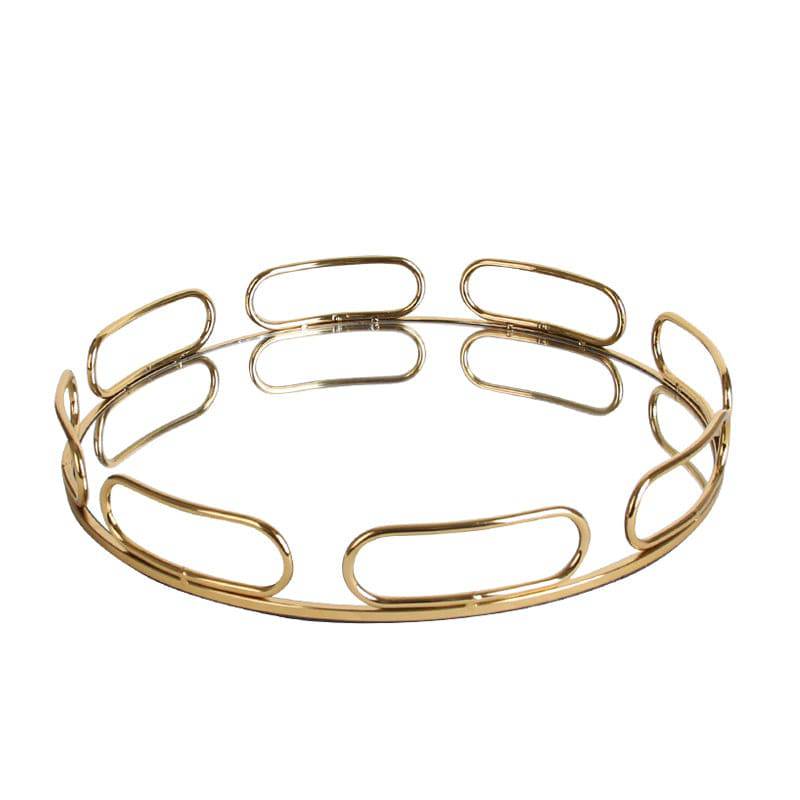 Metal & Glass Round Tray Facbj05-1 -  Trays - ebarza Furniture UAE | Shop Modern Furniture in Abu Dhabi & Dubai - مفروشات ايبازرا في الامارات | تسوق اثاث عصري وديكورات مميزة في دبي وابوظبي
