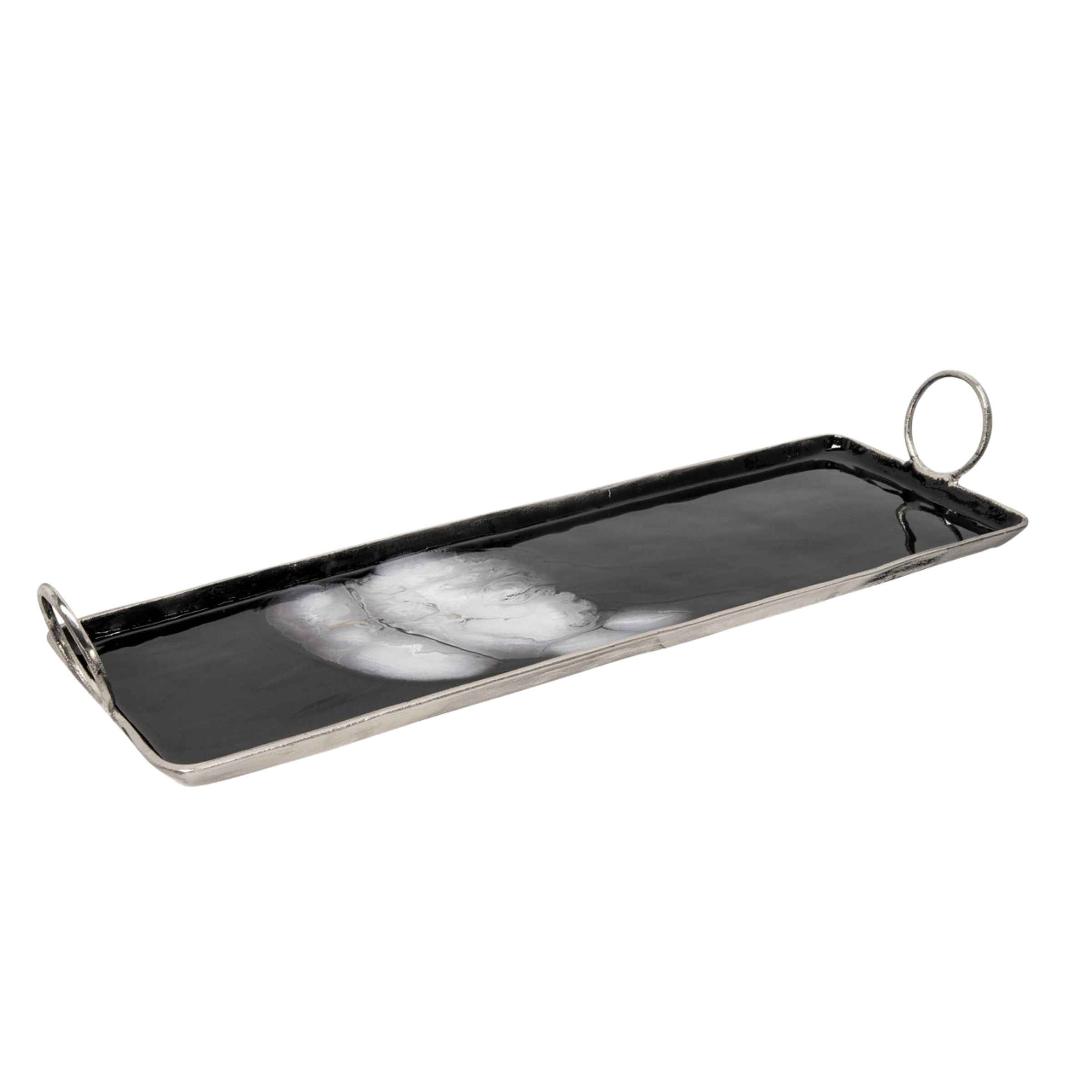 Metal Tray With Handle 81  X 25 Cm - Black 15650-09 -  Trays - ebarza Furniture UAE | Shop Modern Furniture in Abu Dhabi & Dubai - مفروشات ايبازرا في الامارات | تسوق اثاث عصري وديكورات مميزة في دبي وابوظبي