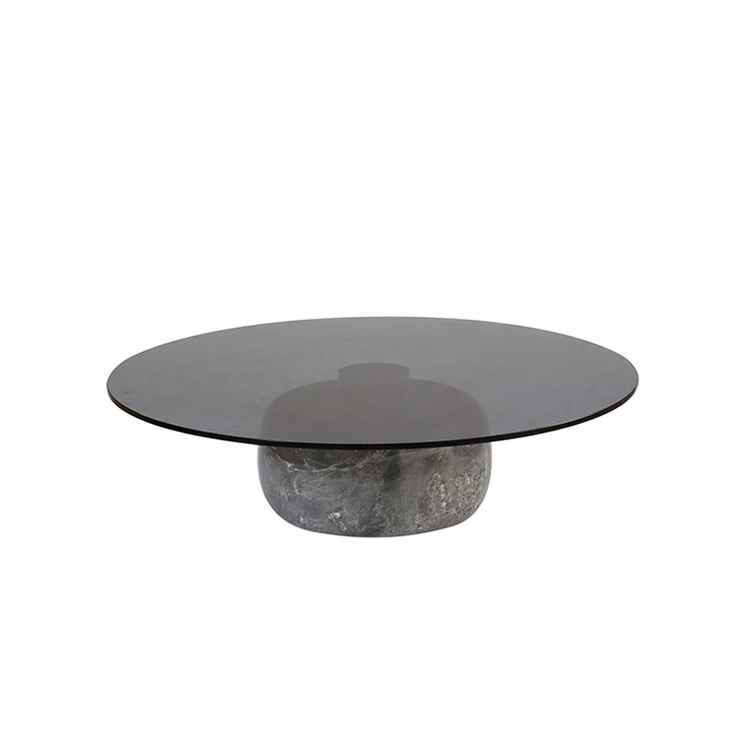 Minimal Grey Glass & Marble Round Coffee Table Ct8683-Sg -  Coffee tables - ebarza Furniture UAE | Shop Modern Furniture in Abu Dhabi & Dubai - مفروشات ايبازرا في الامارات | تسوق اثاث عصري وديكورات مميزة في دبي وابوظبي