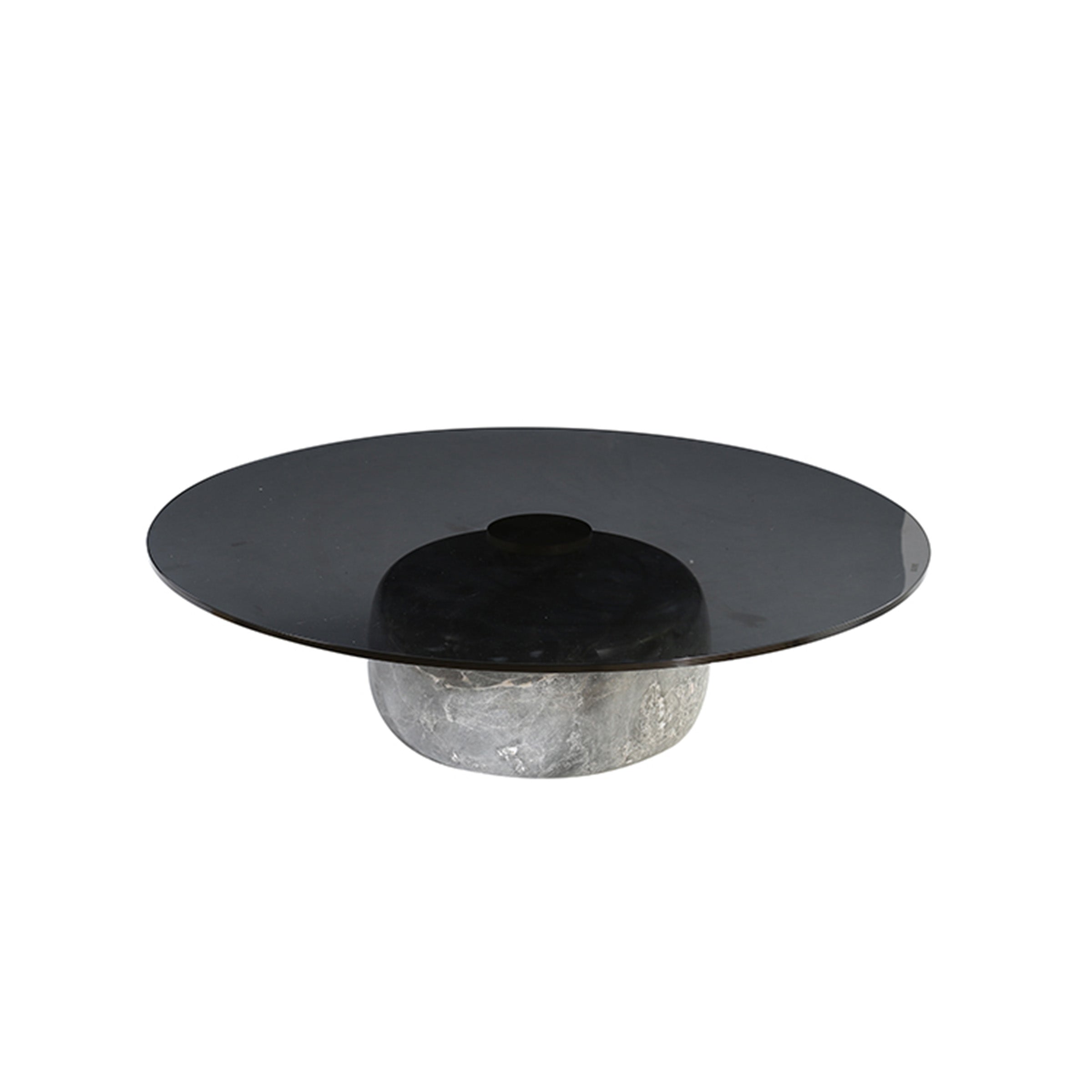 Minimal Grey Glass & Marble Round Coffee Table Ct8683-Sg -  Coffee tables - ebarza Furniture UAE | Shop Modern Furniture in Abu Dhabi & Dubai - مفروشات ايبازرا في الامارات | تسوق اثاث عصري وديكورات مميزة في دبي وابوظبي